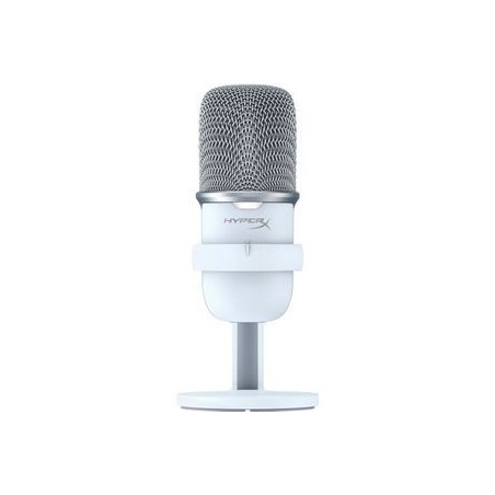 "HyperX SoloCast Microphone White - High-Quality Sound for Streamers & Creators"